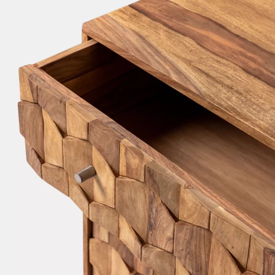 Cassettiera 88x77h cm in legno con 3 cassetti - Freia Sheesham