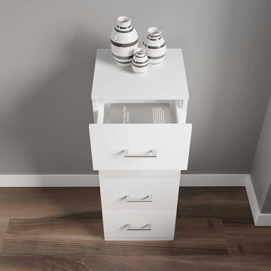 Cassettiera 31 cm in legno bianco con 4 cassetti - Aralia