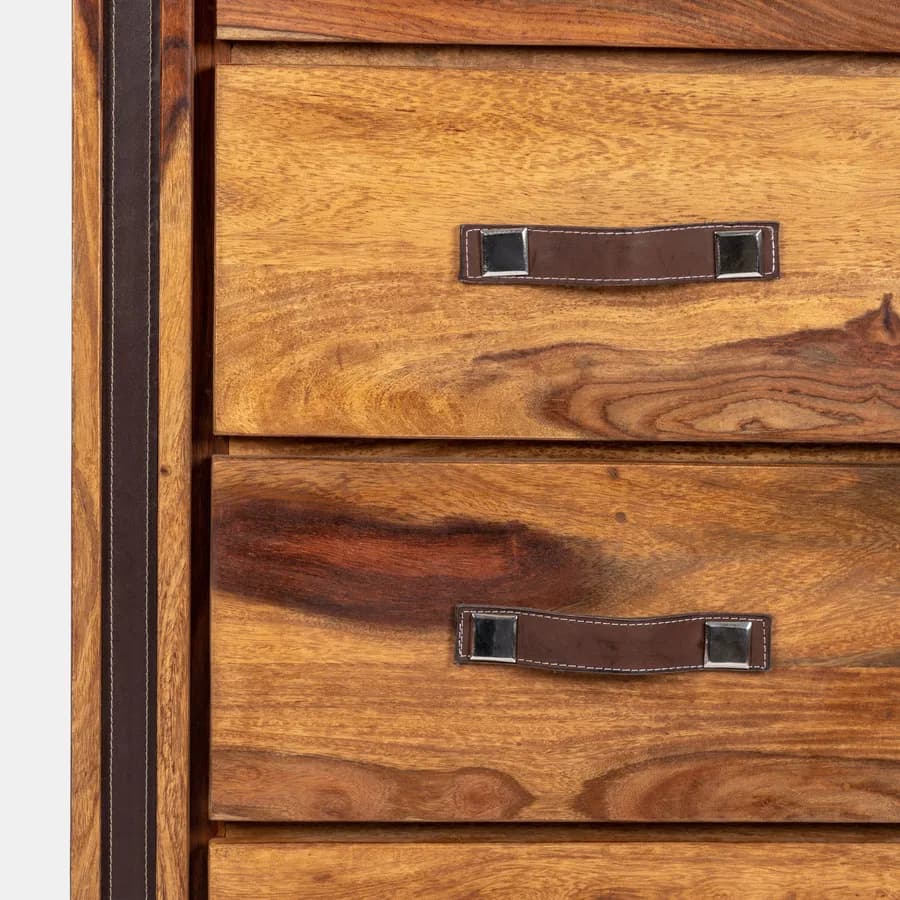 Cassettiera 60x126h cm in legno con 5 cassetti - Freia Sheesham
