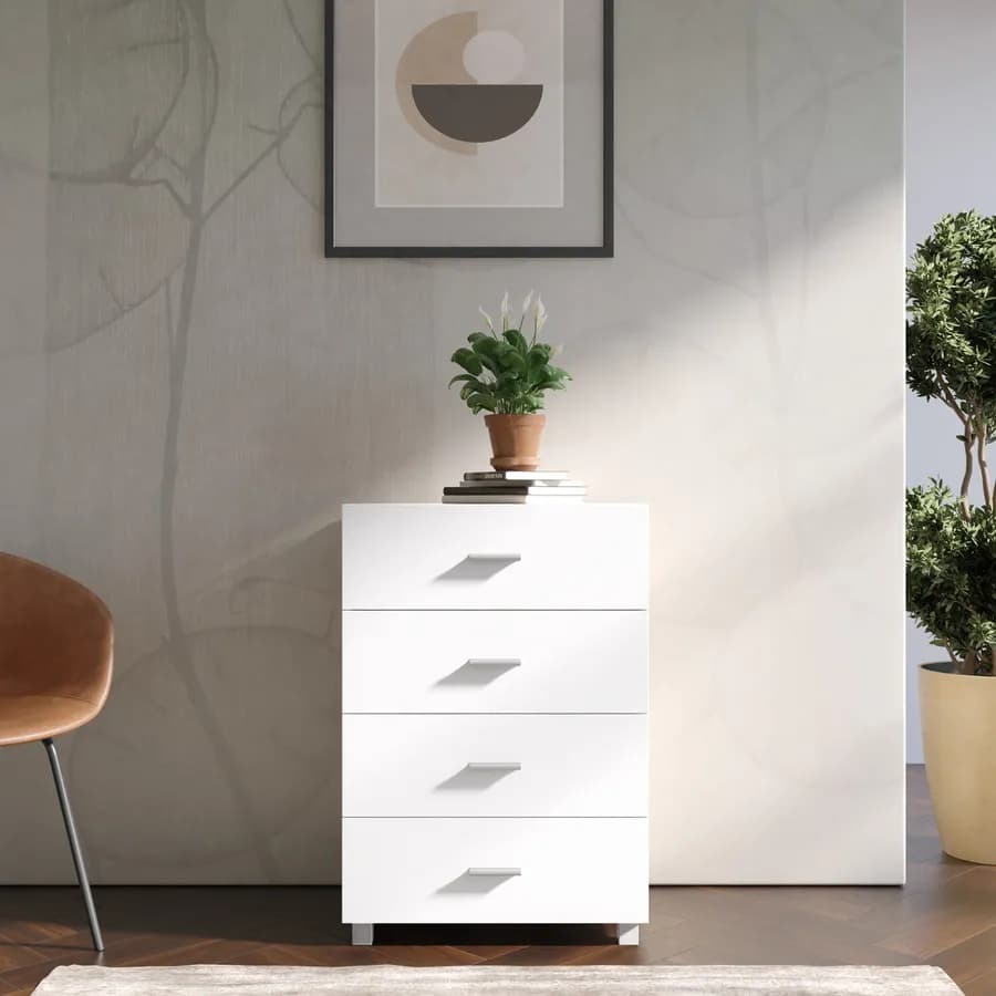 Cassettiera 60x88h cm con 4 cassetti bianco opaco - Iceberg