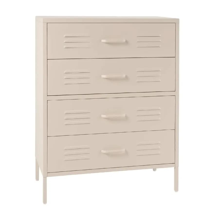 Cassettiera 80x102h cm in acciaio verniciato crema con 4 cassetti - Roger