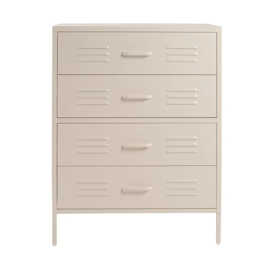 Cassettiera 80x102h cm in acciaio verniciato crema con 4 cassetti - Roger