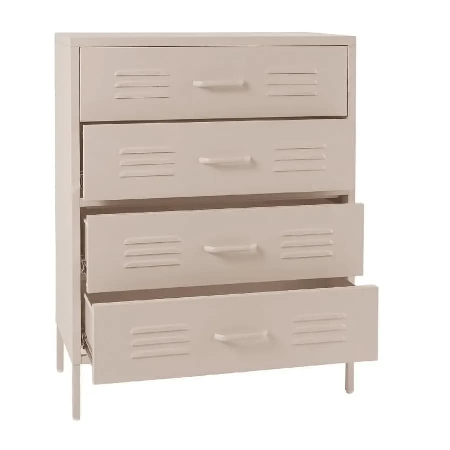 Cassettiera 80x102h cm in acciaio verniciato crema con 4 cassetti - Roger