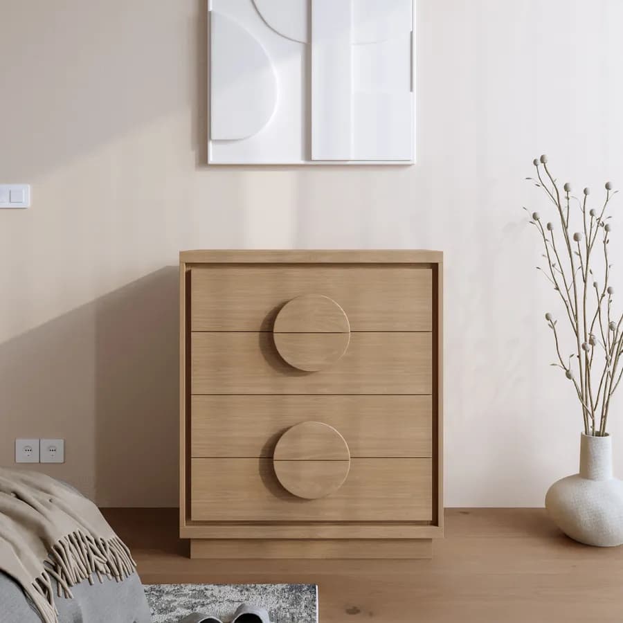 Cassettiera 80x94h cm in legno rovere amaretto con 4 cassetti - Maisie