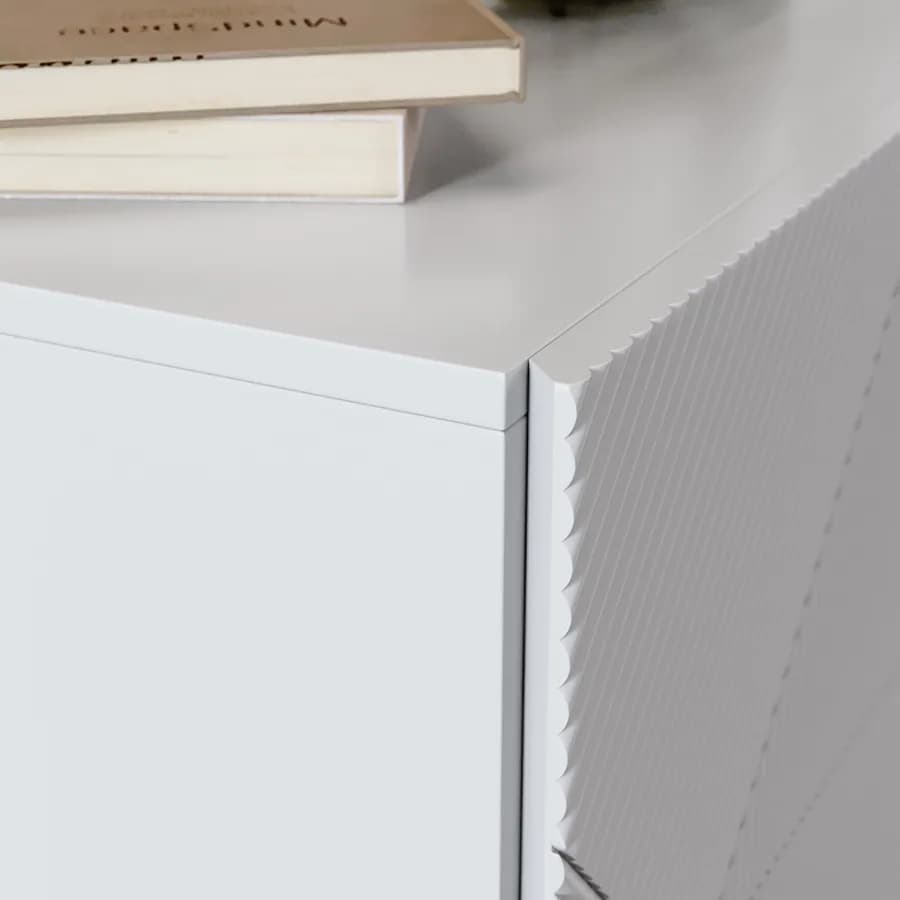 Cassettiera 85x115h cm con 4 cassetti soft close bianco opaco cannettato - Ayla