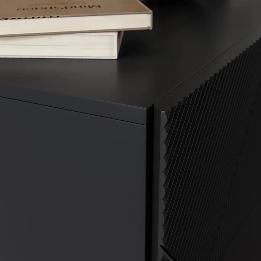 Cassettiera 85x115h cm con 4 cassetti soft close nero opaco cannettato - Ayla