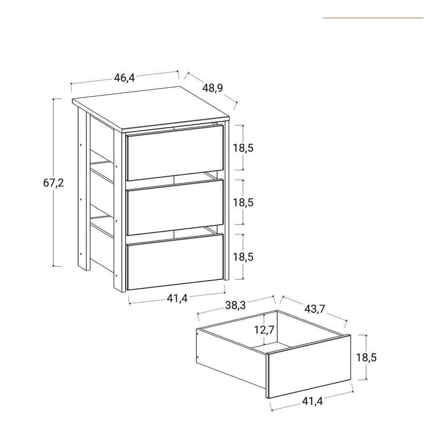 Cassettiera soft close cashmere per armadio da 50 cm - Ventur