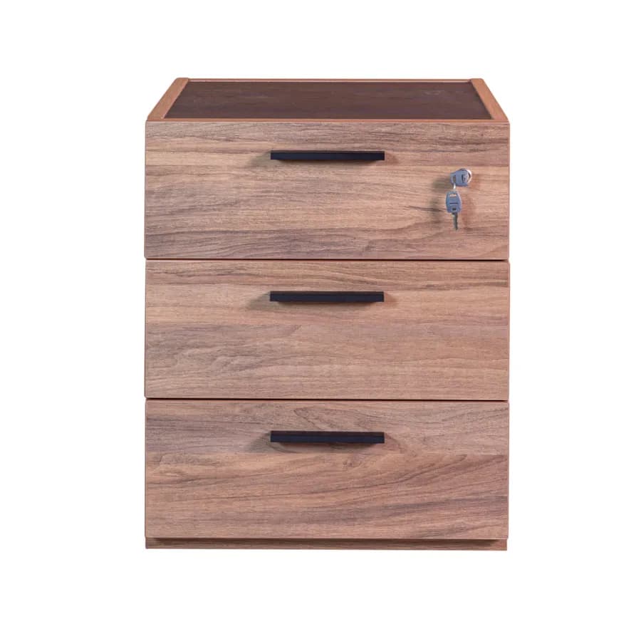 Cassettiera con 3 cassetti color noce con ruote a scomparsa - Historic brown
