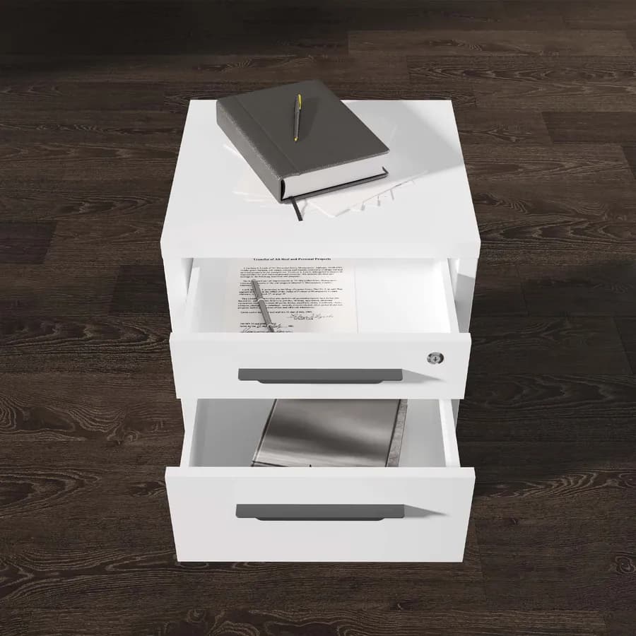 Cassettiera con 3 cassetti e ruote bianco lucido - Homely office