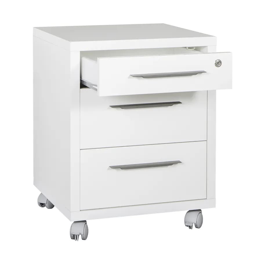 Cassettiera con 3 cassetti e ruote bianco lucido - Homely office