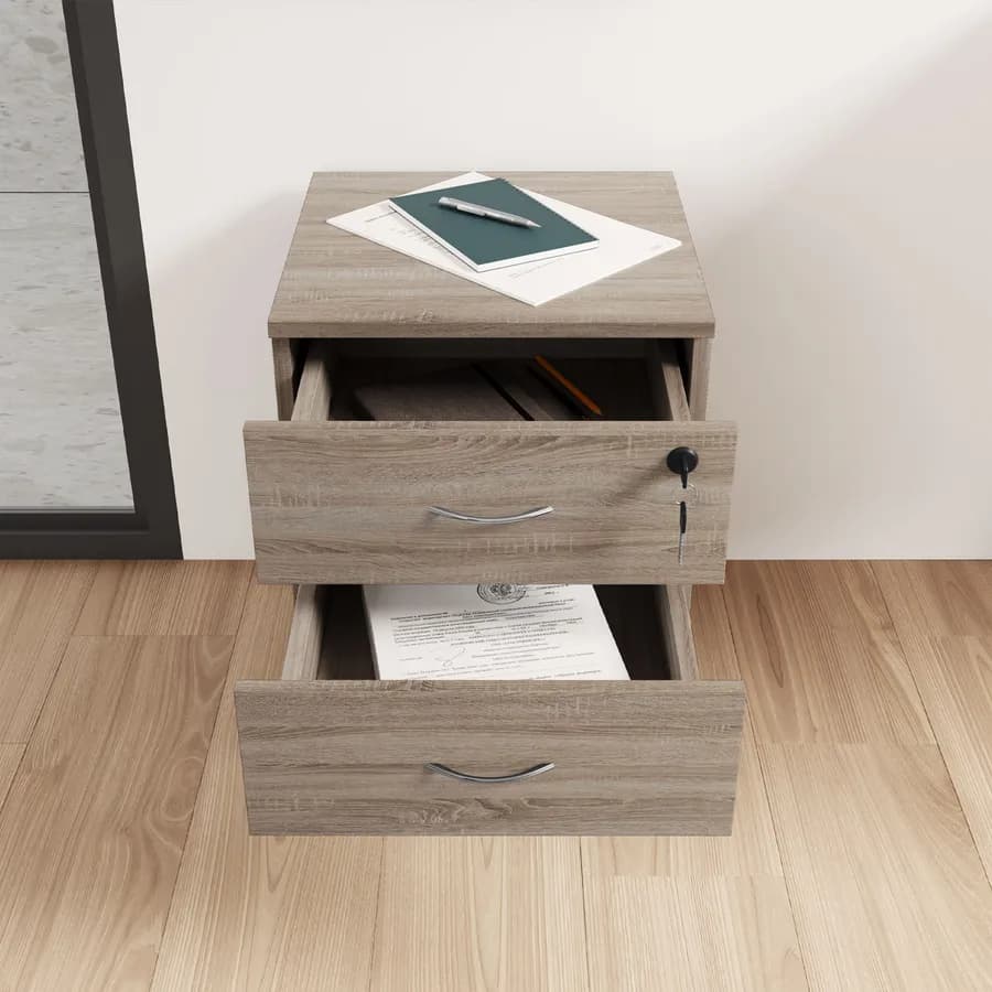 Cassettiera 40x52h cm in legno rovere con 3 cassetti su ruote - Artik