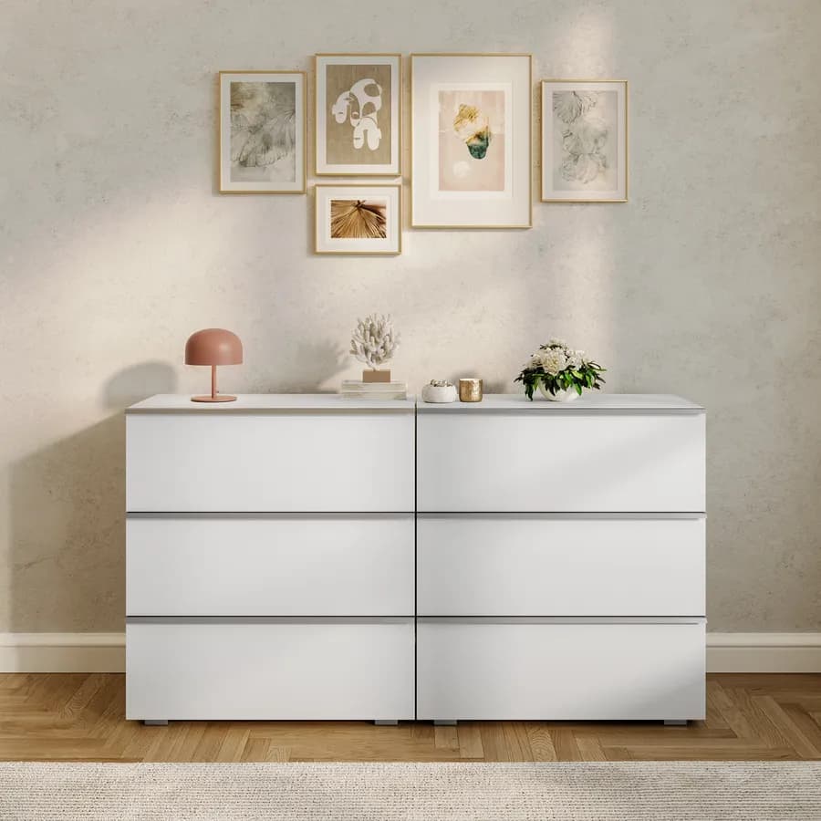 Cassettiera modulare 152x84h cm bianco opaco con 6 cassetti - Astara