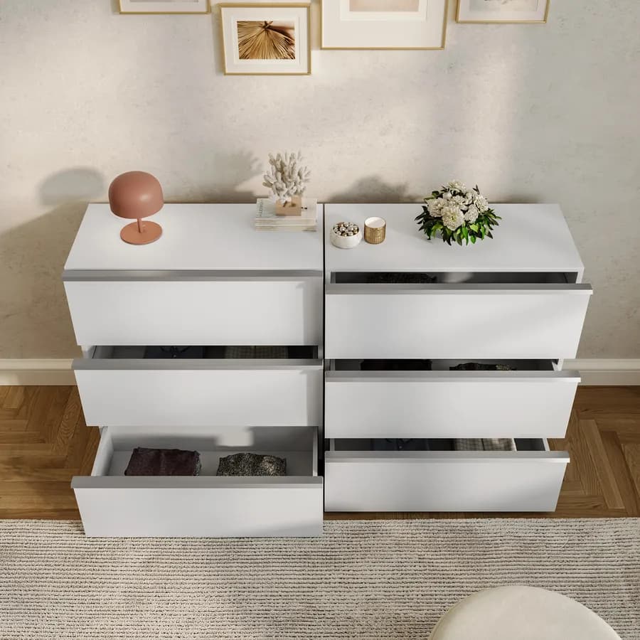 Cassettiera modulare 152x84h cm bianco opaco con 6 cassetti - Astara