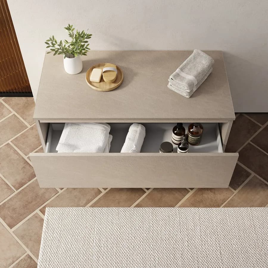 Cassettone bagno sospeso 80 cm in legno argilla - Plain