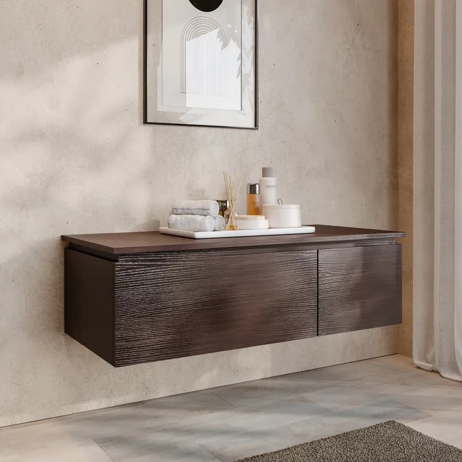Cassettone da bagno sospeso 100 cm rovere mocha - Alterego