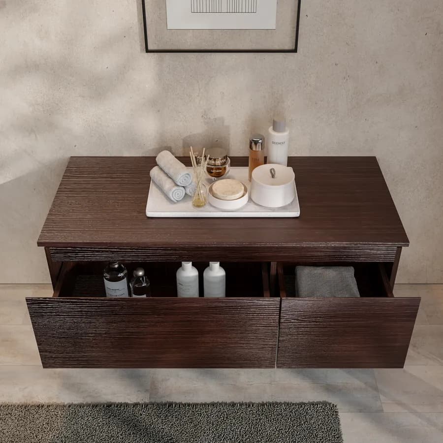 Cassettone da bagno sospeso 100 cm rovere mocha - Alterego
