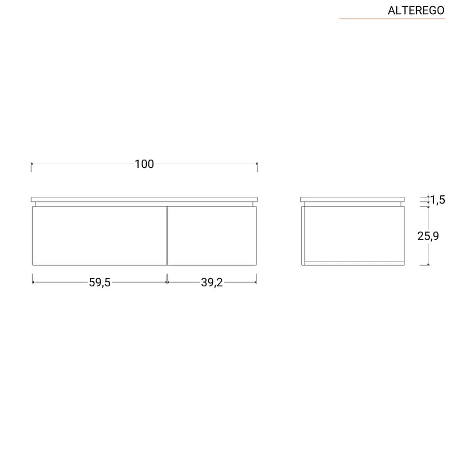 Cassettone da bagno sospeso 100 cm rovere mocha - Alterego