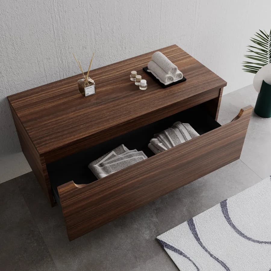 Cassettone sospeso 100 cm con top rovere deciso - Sleek