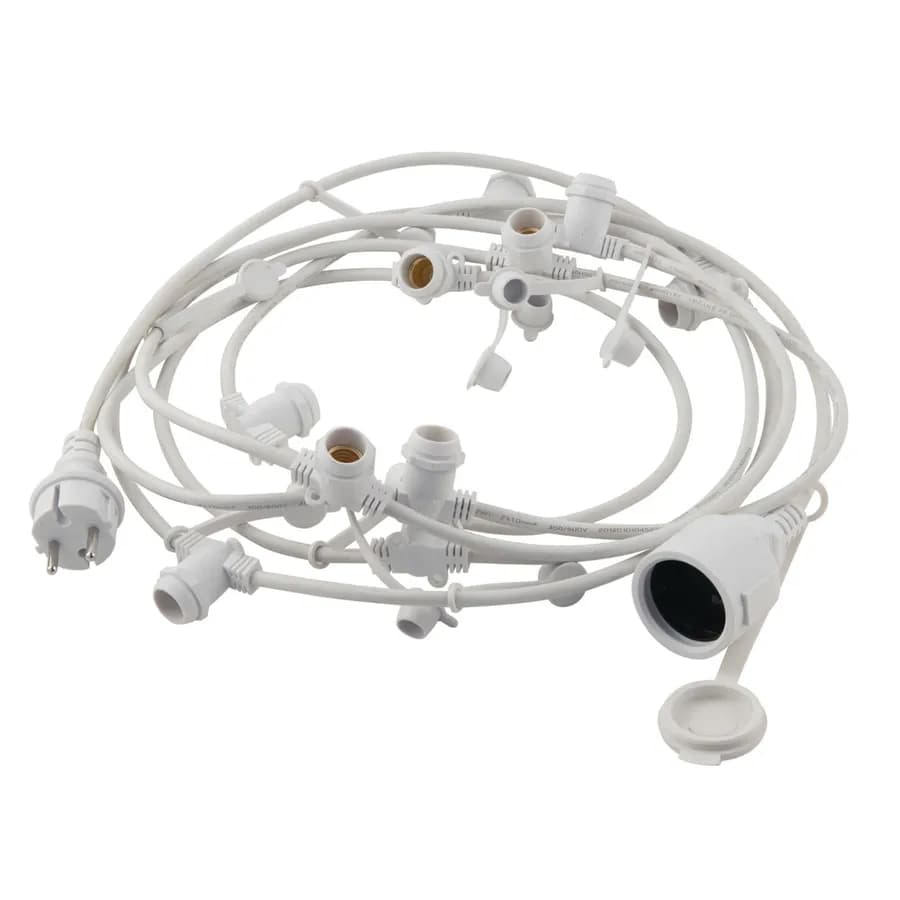 Catena luminosa 10 lampadine per esterno da 10m con cavo bianco