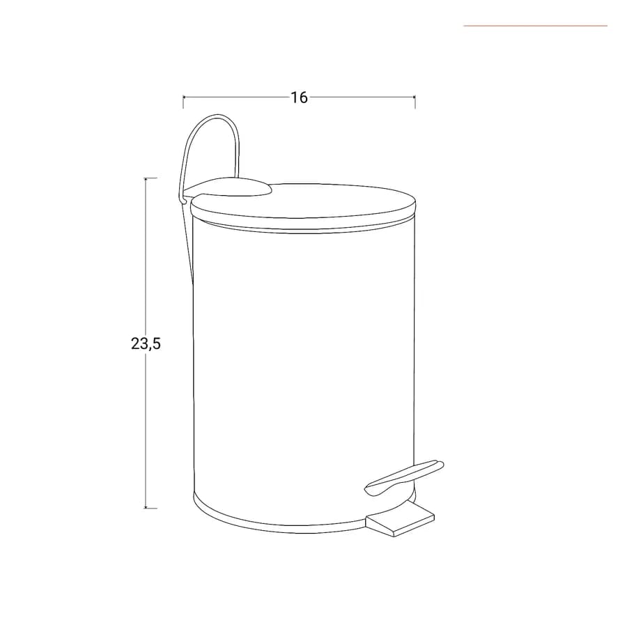 Cestino portarifiuti 3 litri in metallo celeste con pedale e coperchio softclose - Unique