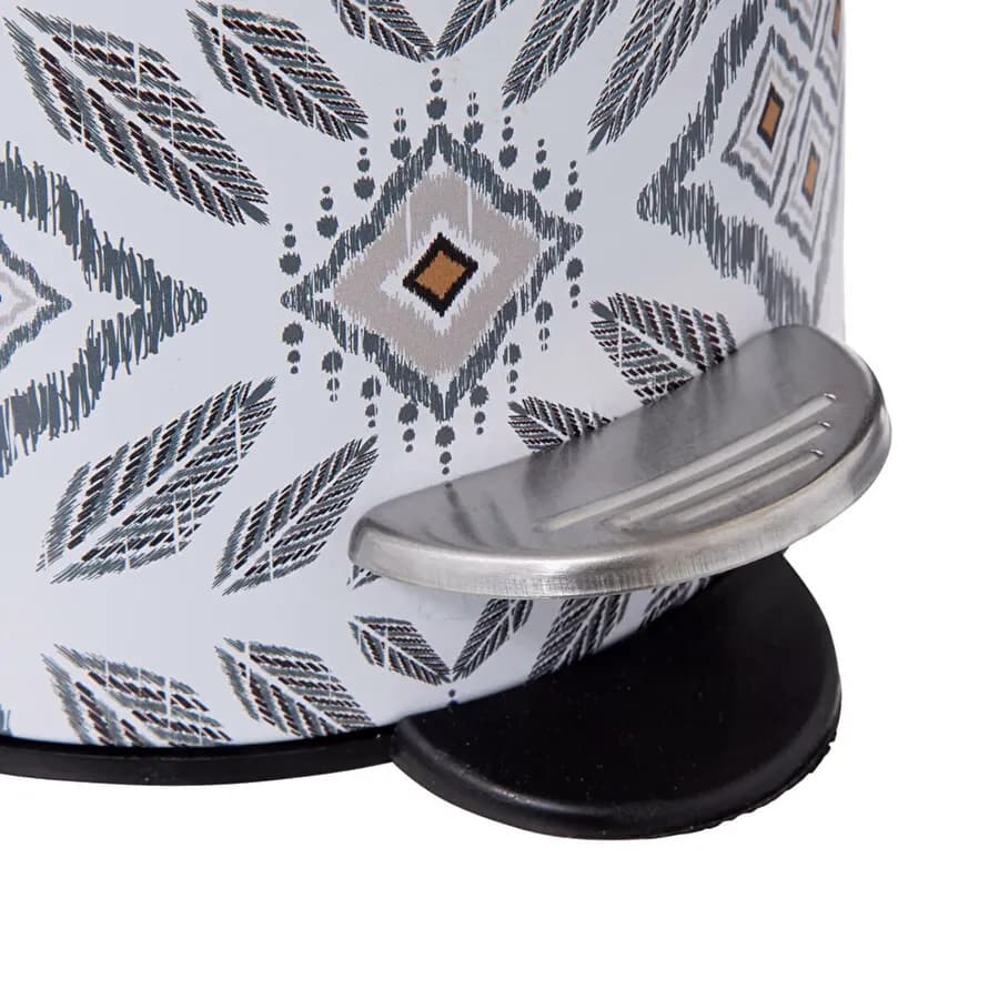 Cestino portarifiuti 3 litri in metallo celeste e bianco coperchio in bambù con soft close - Carol