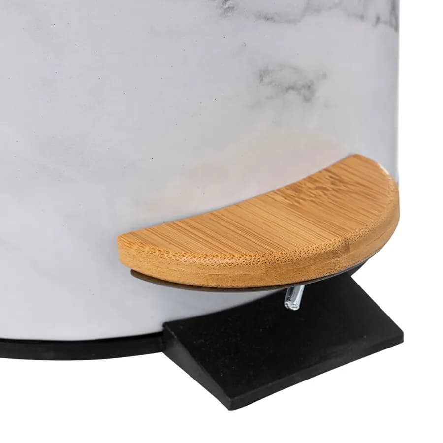 Cestino portarifiuti 3 litri in metallo effetto marmo bianco con pedale - Lynda