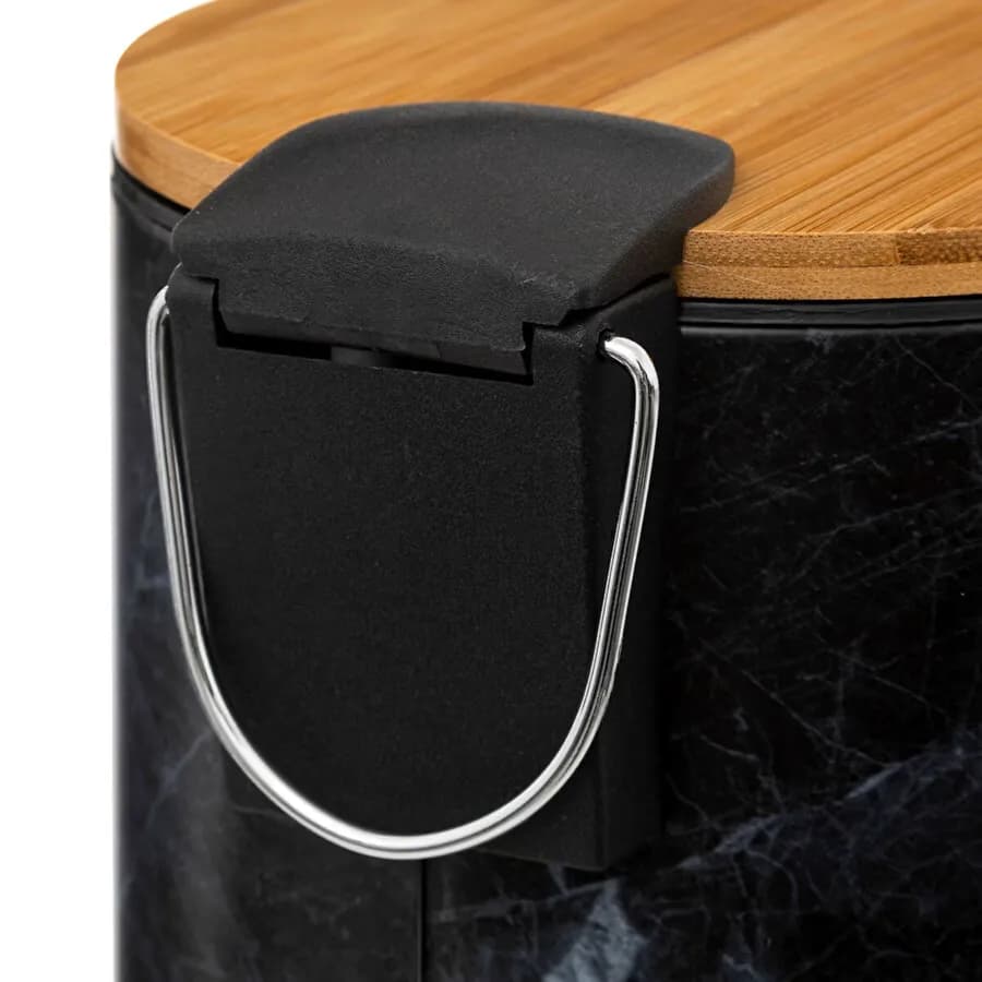Cestino portarifiuti 3 litri in metallo effetto marmo nero con pedale - Lynda