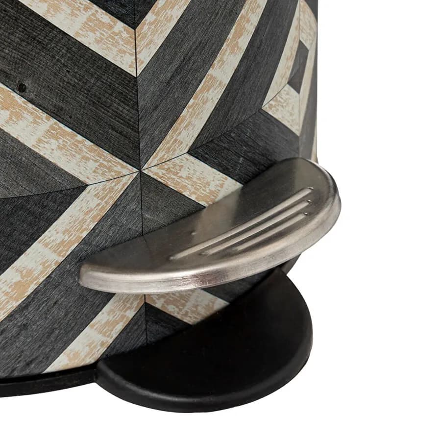 Cestino portarifiuti 3 litri in metallo nero e bianco coperchio in bambù con soft close - Carol