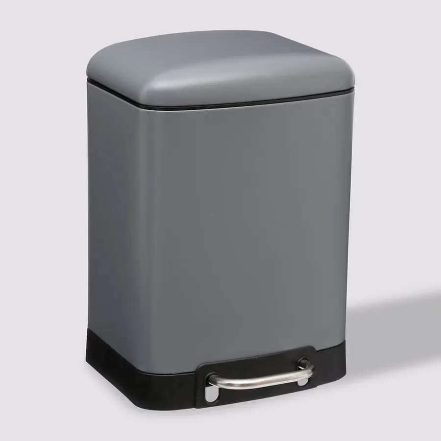 Cestino portarifiuti 7 litri in metallo antracite con pedale e cesto estraibile - Ednha