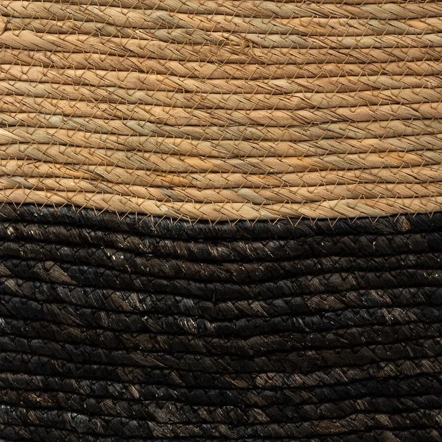 Cesto contenitore 31x15h cm in vimini intrecciato nero e naturale - Arlek