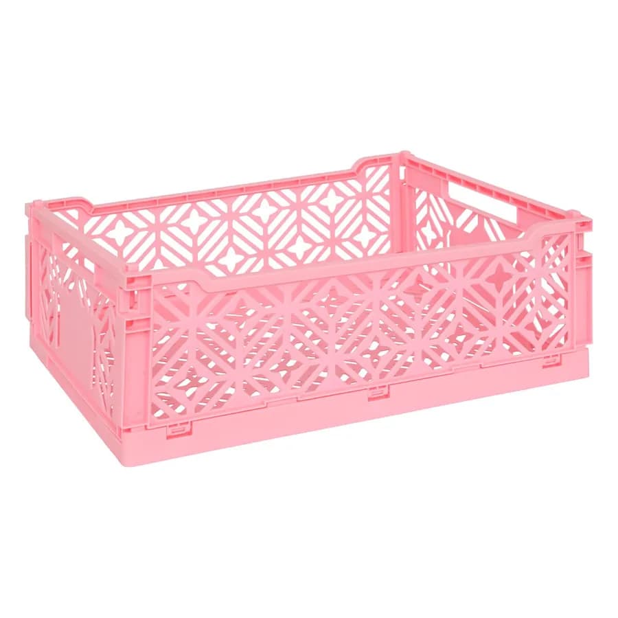Cesto contenitore 40x15h cm pieghevole in polipropilene rosa - Kids