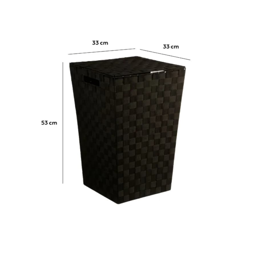 Cesto portabiancheria 30 L cm in polipropilene intrecciato nero - Kennedy