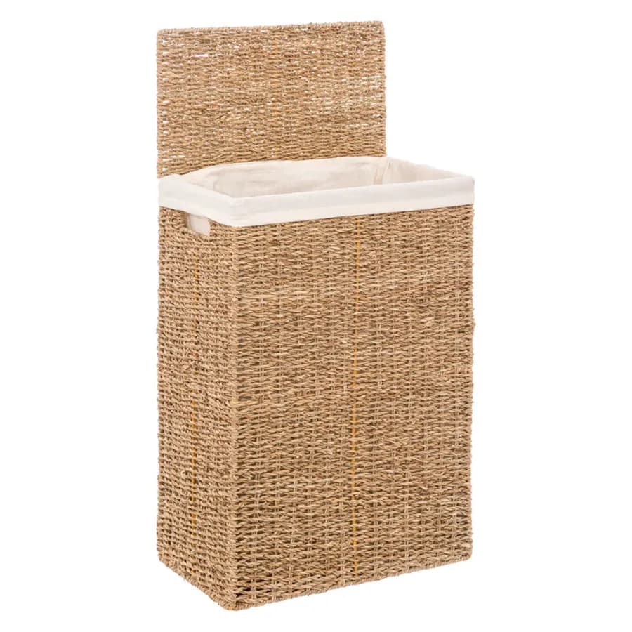 Cesto portabiancheria 40 L in vimini e cotone