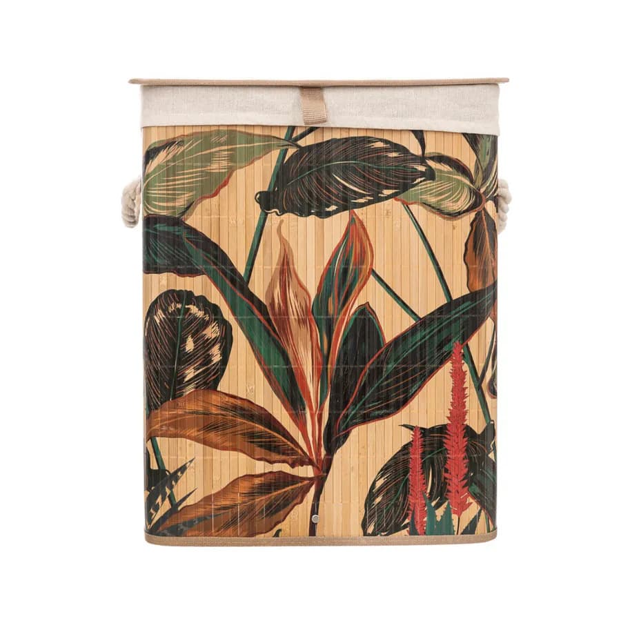 Cesto portabiancheria 50 L in bambù con fantasia - Bambux