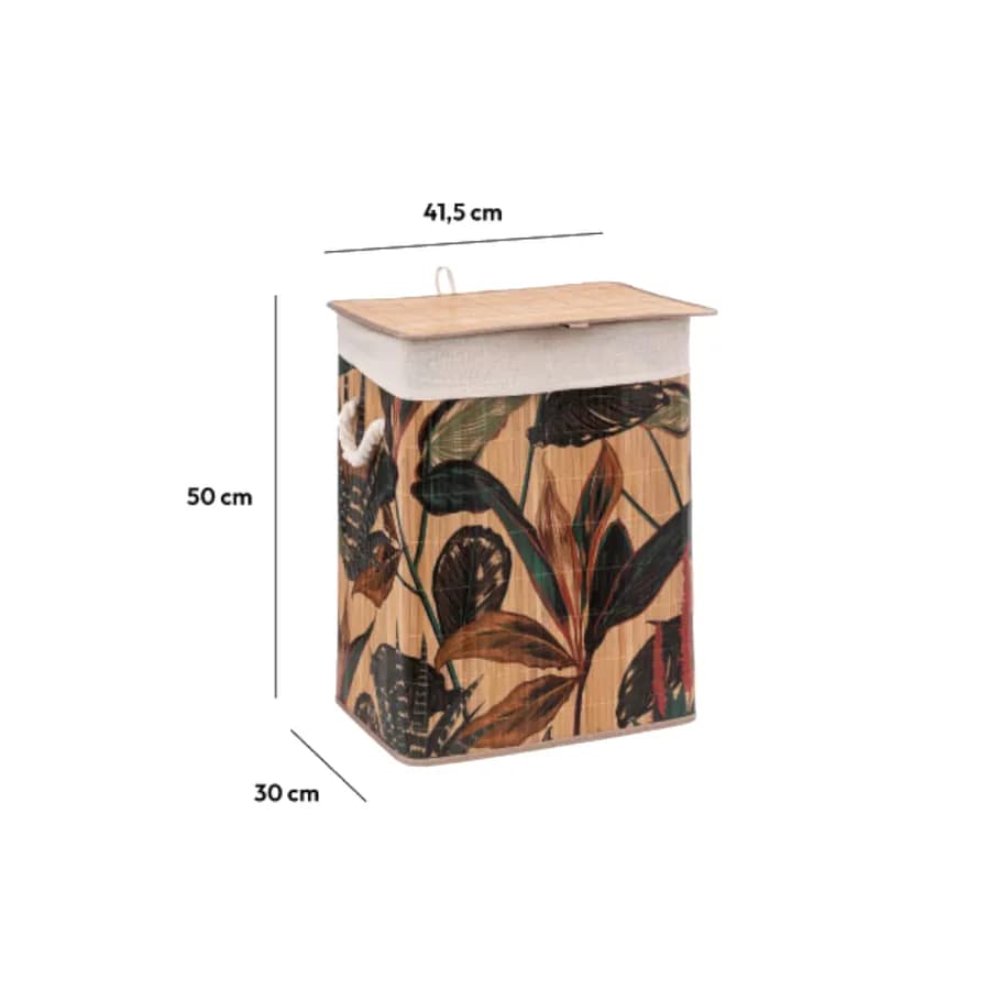 Cesto portabiancheria 50 L in bambù con fantasia - Bambux