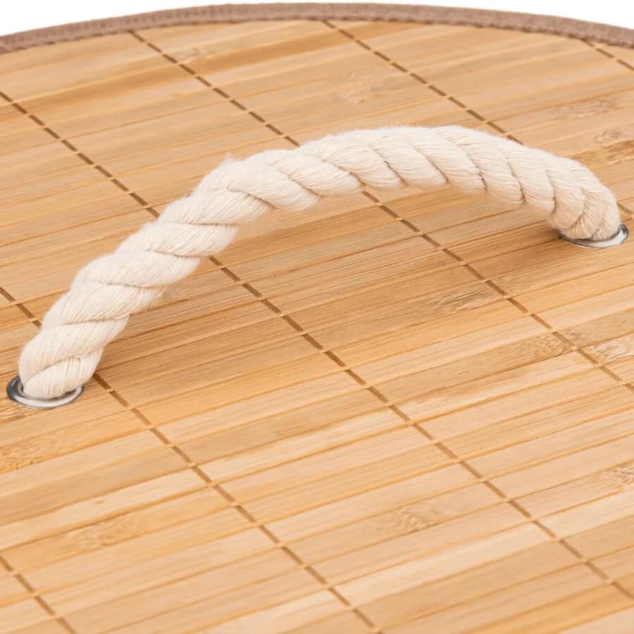 Cesto portabiancheria 48 L rotondo in legno bambù naturale estraibile - Bambux