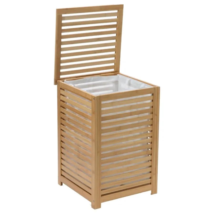 Cesto portabiancheria 65 L in legno bambù naturale estraibile