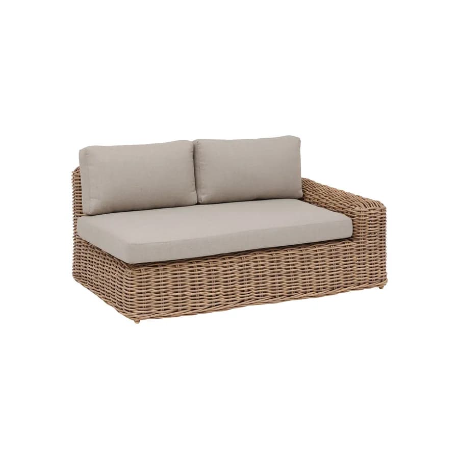 Chaise longue sinistra 160x94 cm in polyrattan naturale con cuscini - Savern