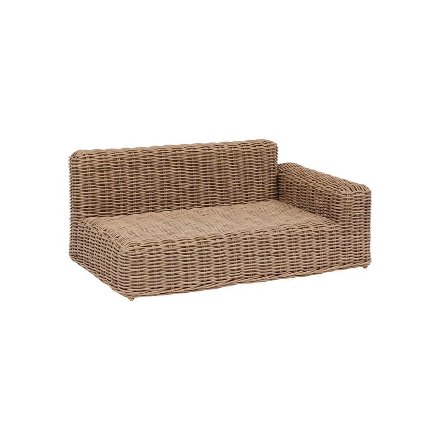 Chaise longue sinistra 160x94 cm in polyrattan naturale con cuscini - Savern
