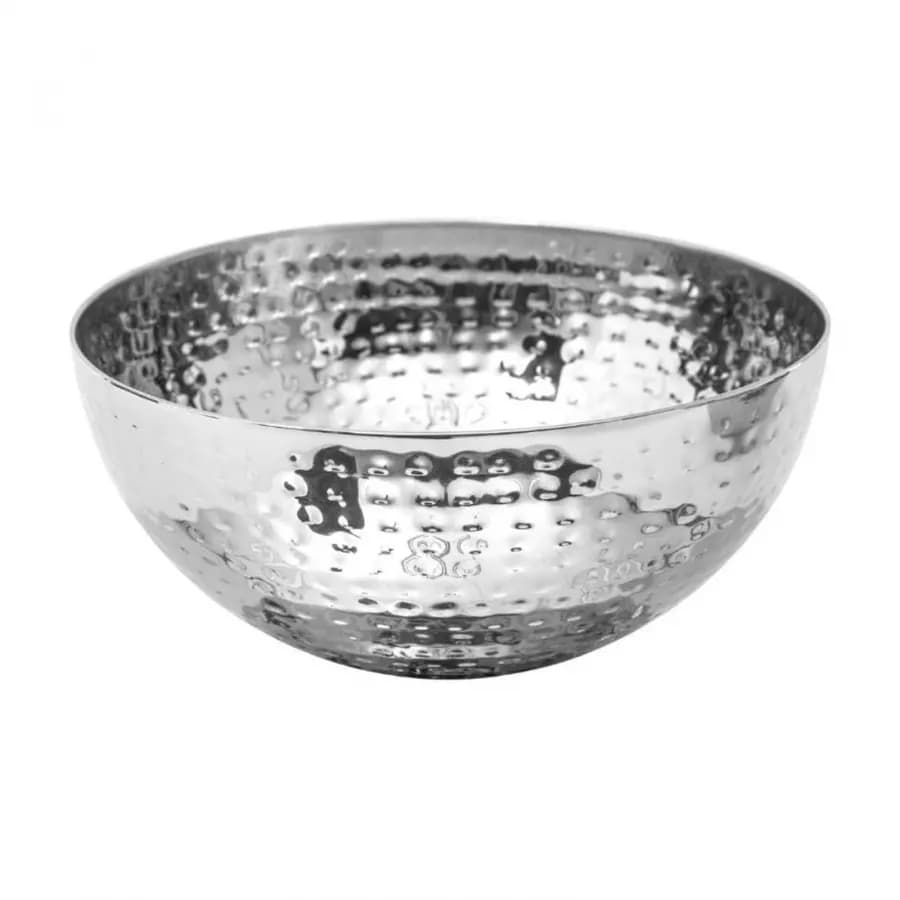 Ciotola rotonda 24 cm in acciaio inox martellato - Carly