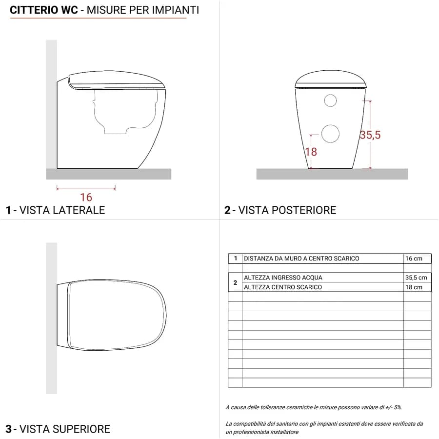 Vaso filomuro a cacciata rimfree sedile SoftClose Serie Citterio - Geberit