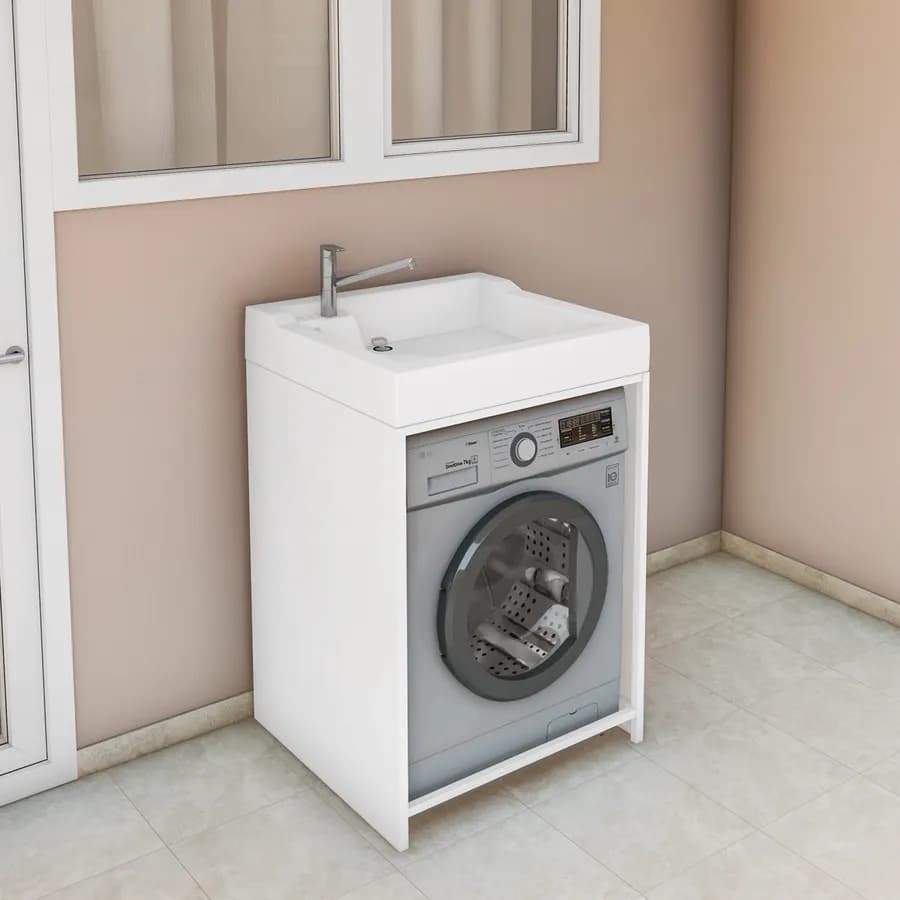 Colavene Lavacril On lavatoio copri lavatrice con lavabo ABS bianco 73x67x109h cm