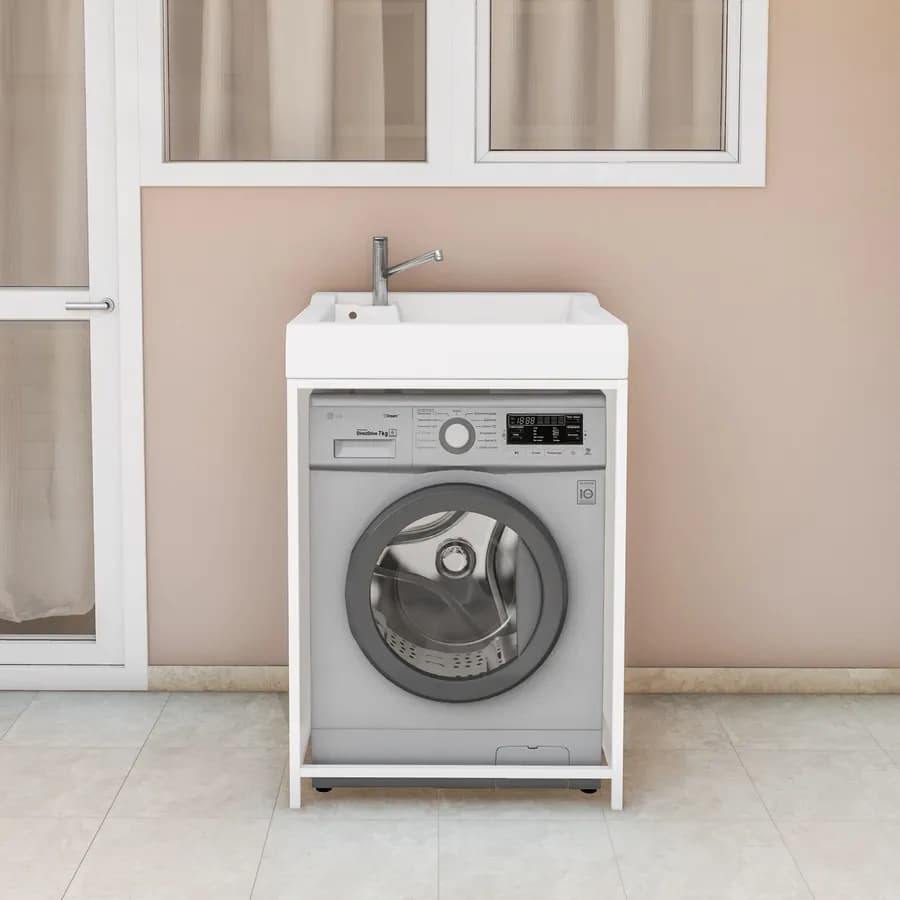 Colavene Lavacril On lavatoio copri lavatrice con lavabo ABS bianco 73x67x109h cm