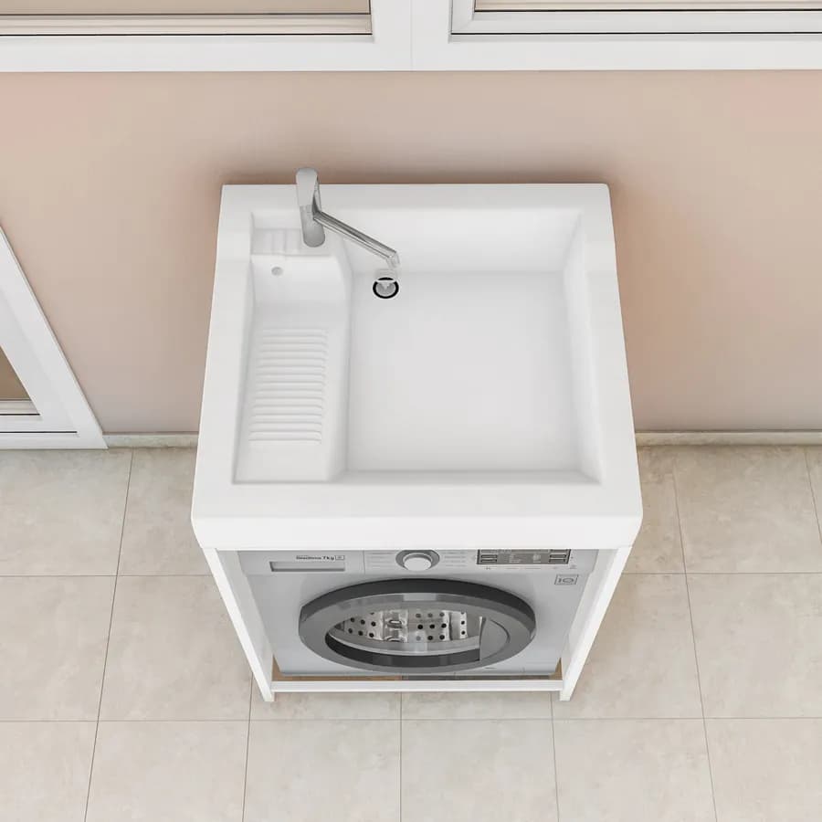 Colavene Lavacril On lavatoio copri lavatrice con lavabo ABS bianco 73x67x109h cm