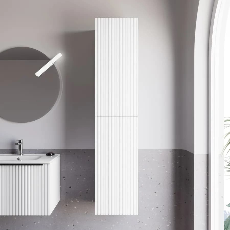 Colonna bagno 160 cm bianco opaco effetto cannettato - Lameck