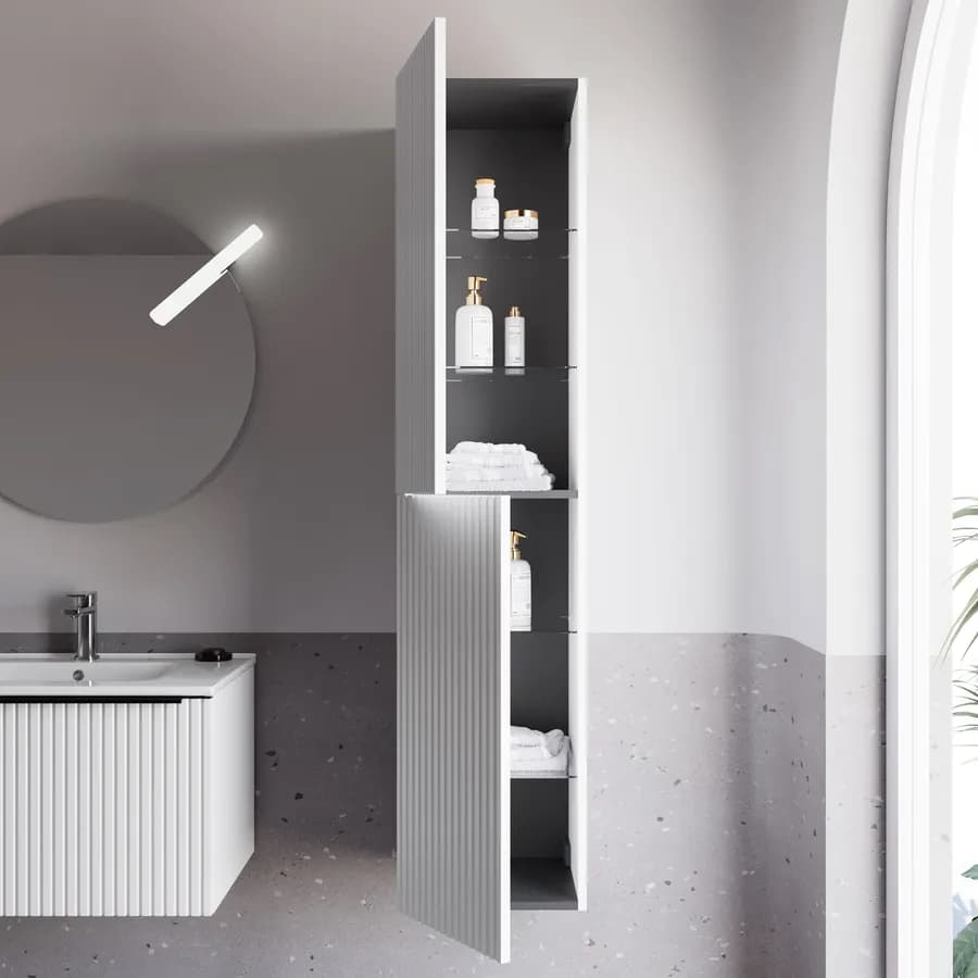 Colonna bagno 160 cm bianco opaco effetto cannettato - Lameck