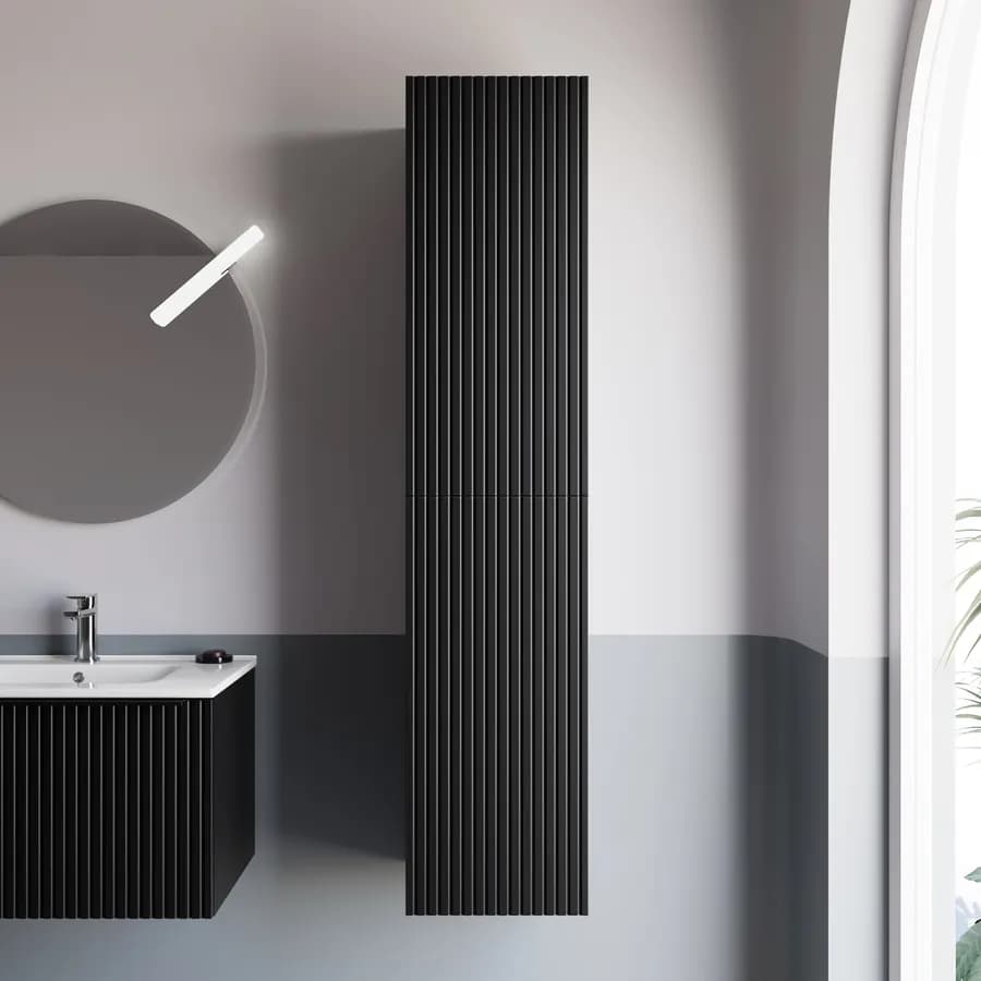 Colonna bagno 160 cm nero opaco effetto cannettato - Lameck
