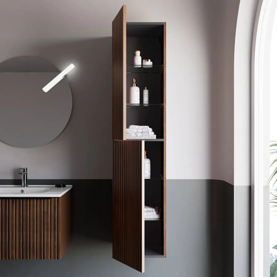 Colonna bagno 160 cm noce maya effetto cannettato- Lameck