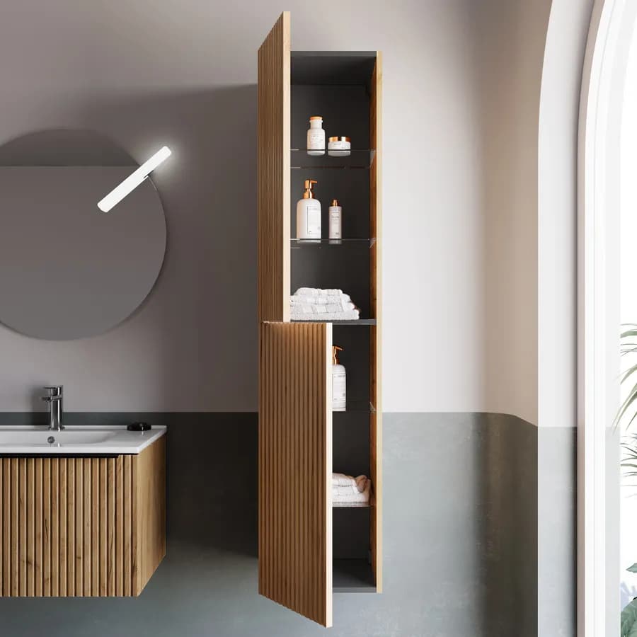 Colonna bagno 160 cm rovere africa effetto cannettato - Lameck