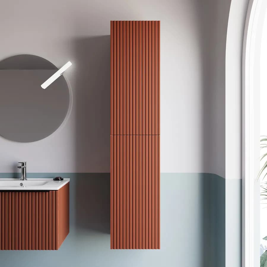 Colonna bagno 160 cm terrarossa effetto cannettato - Lameck